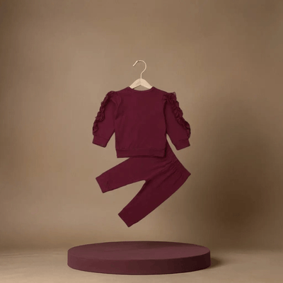 Ensemble bébé 2 pièces automne – Sweat à volants + pantalon uni – accesoires | Boutique And Class